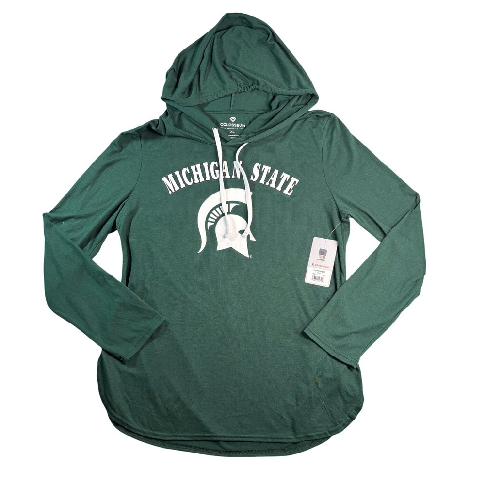Colosseum Michigan State Spartans Womens XL Green Hooded Long Sleeve COTH30897